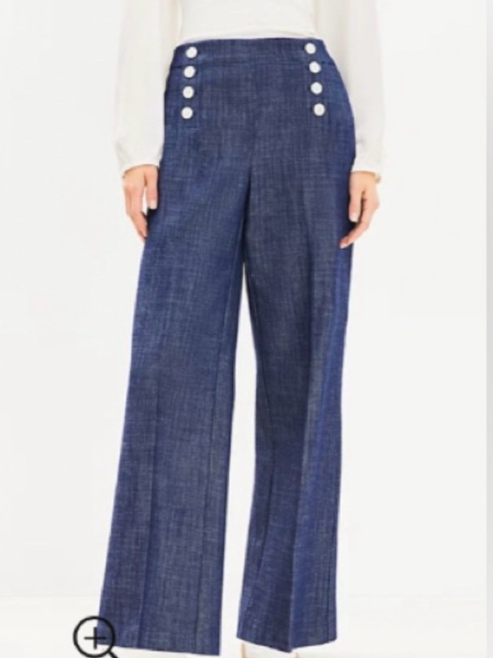 LOFT Navy Wide-Leg Sailor-Button Pants
